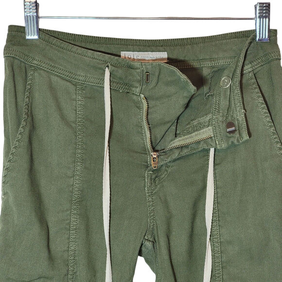 Joie Maja Green Utility Cargo Jogger Pant Ankle Cropped Linen Blend Casual 23 - Picture 4 of 16